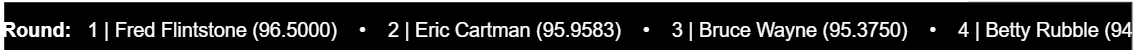 Sample live ticker feed